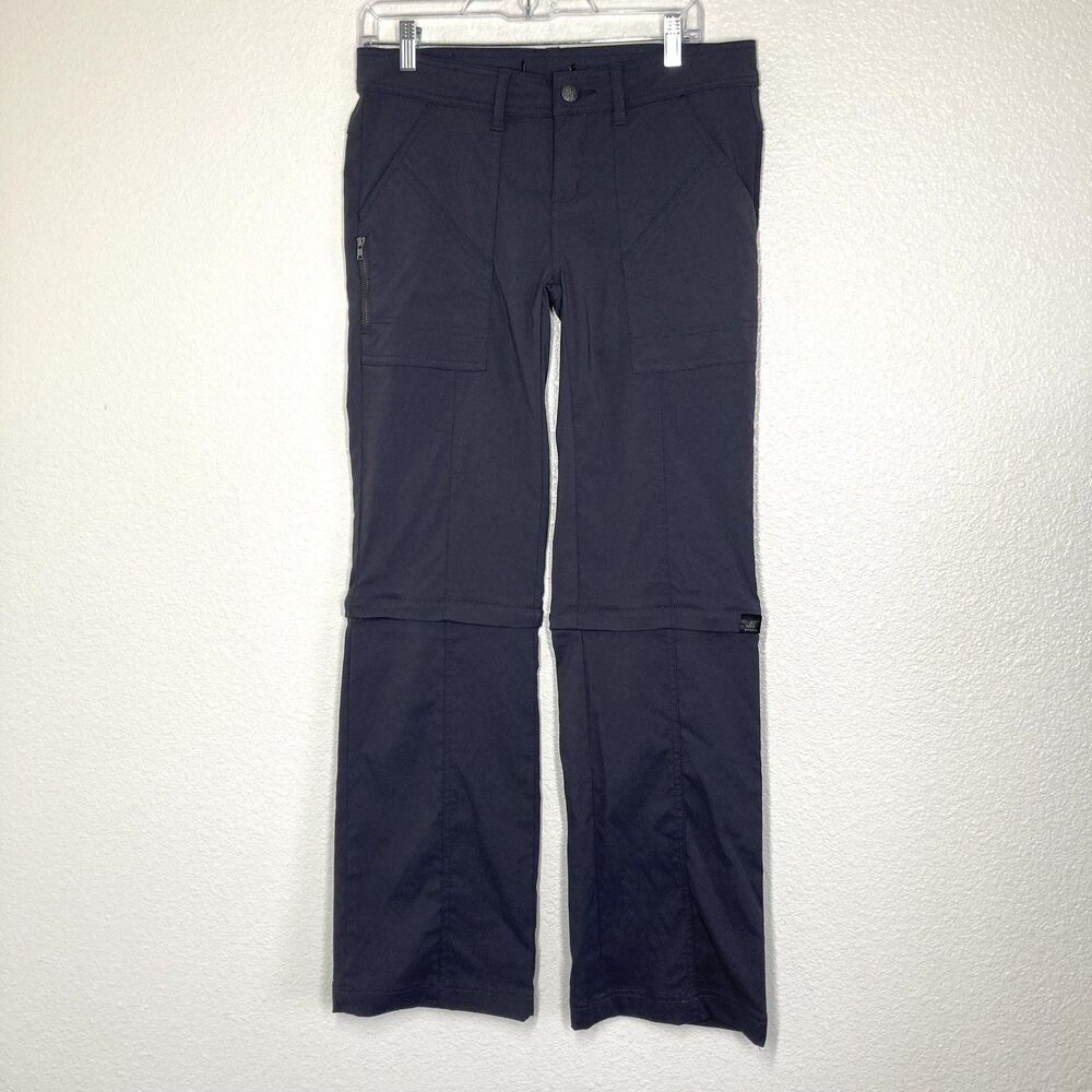 PrAna Pants Womens 29 Gray Convertible Hiking Zip Off Cargo Pockets Stretch